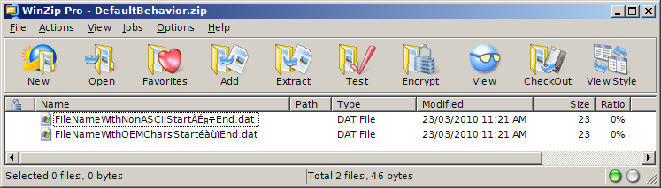 Default behavior seen in WinZip