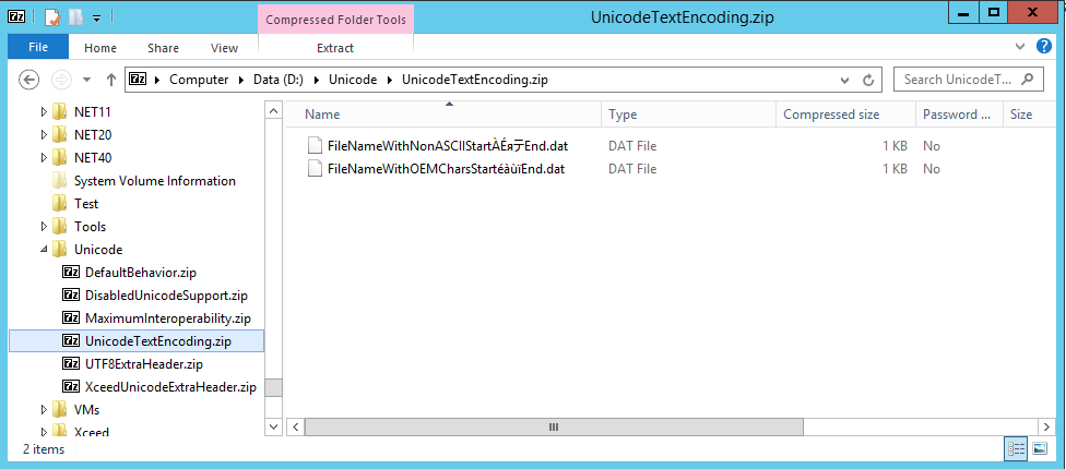Unicode text encoding seen in Windows Explorer 8